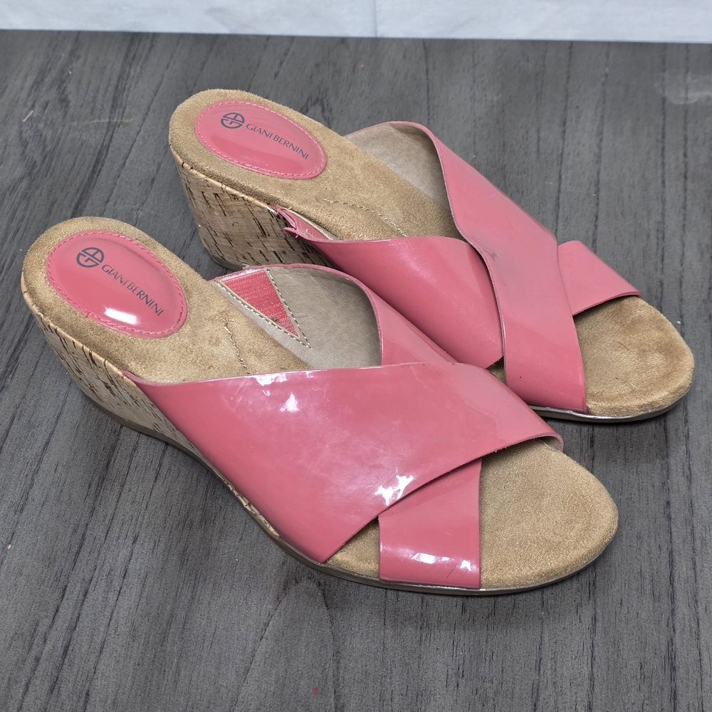 Giani Bernini Carolina Pink Criss Cross Strap Cork Wedge Sandals Size 6M